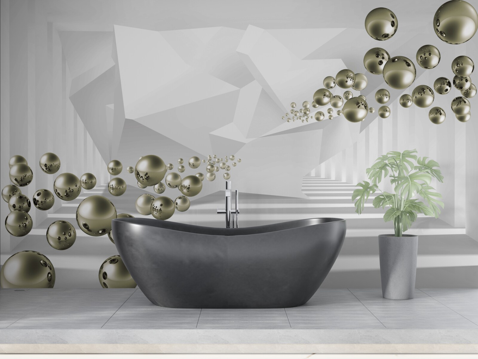 Fototapeta abstraktný tunel, v ktorom odlietajú zlaté perly