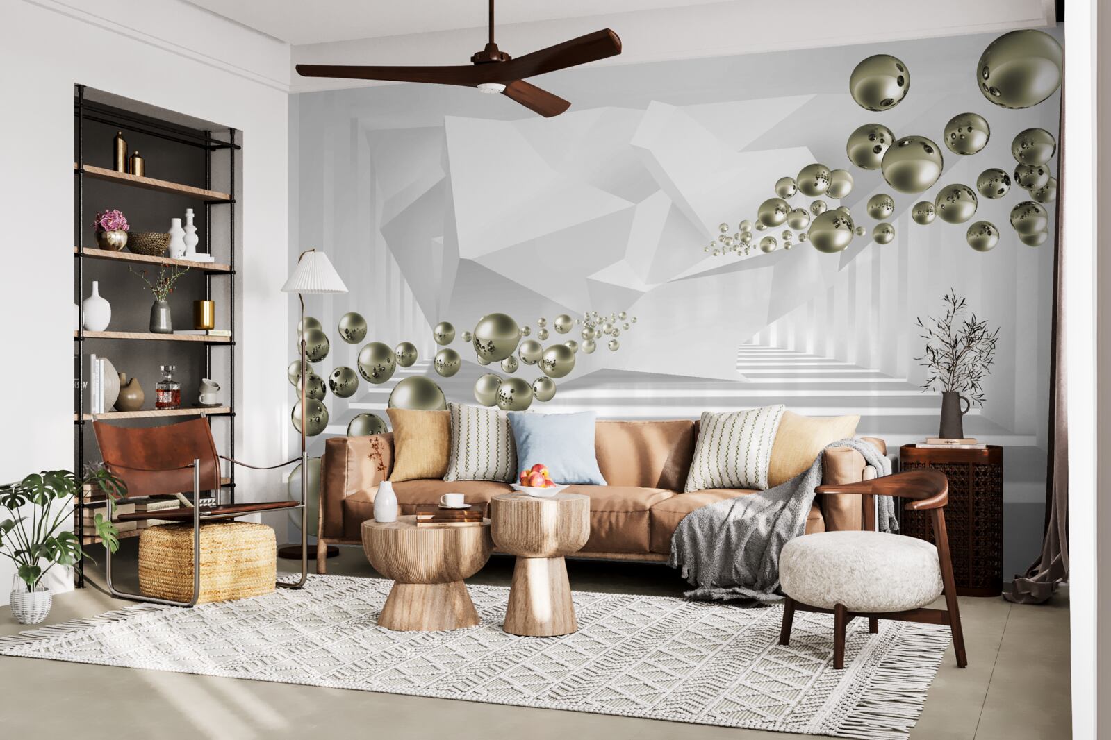 Fototapeta abstraktný tunel, v ktorom odlietajú zlaté perly