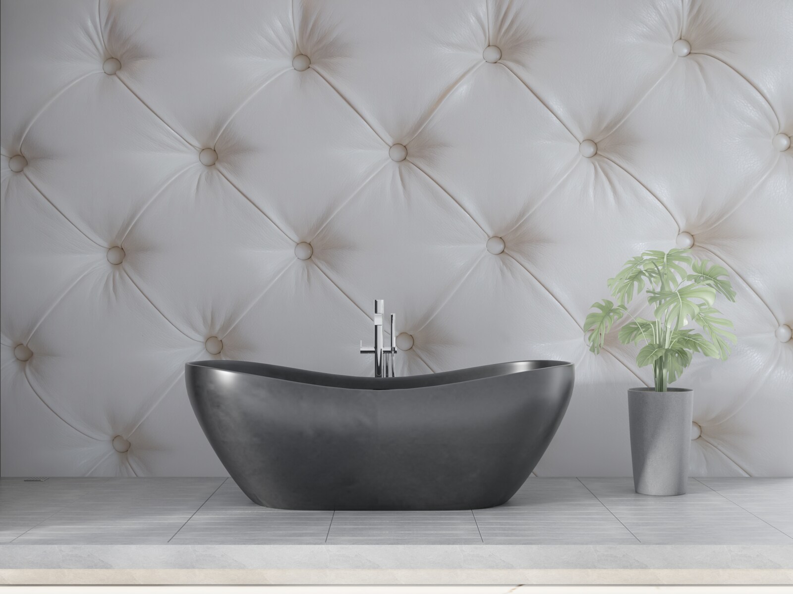 Fototapeta biele kožené čalúnenie so štrasovým zdobením