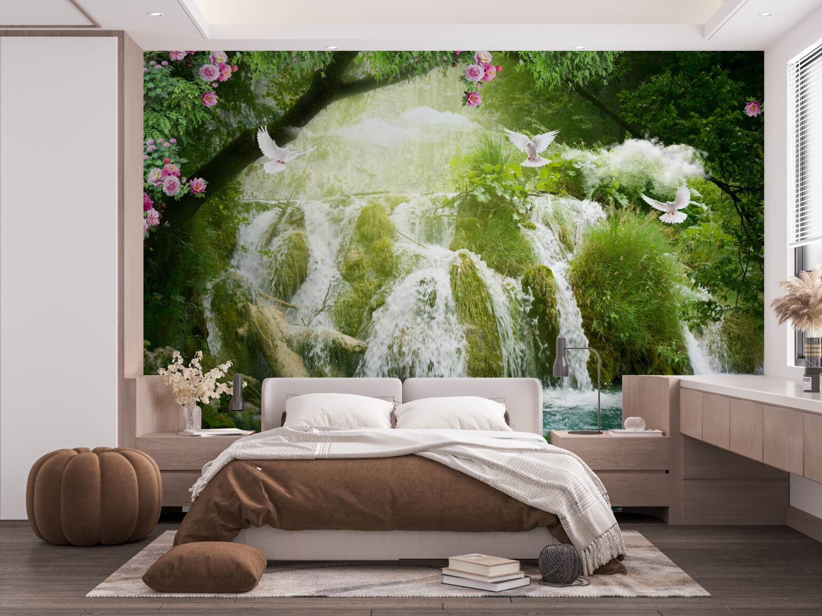 Fototapeta padajúca voda z lesného vodopádu