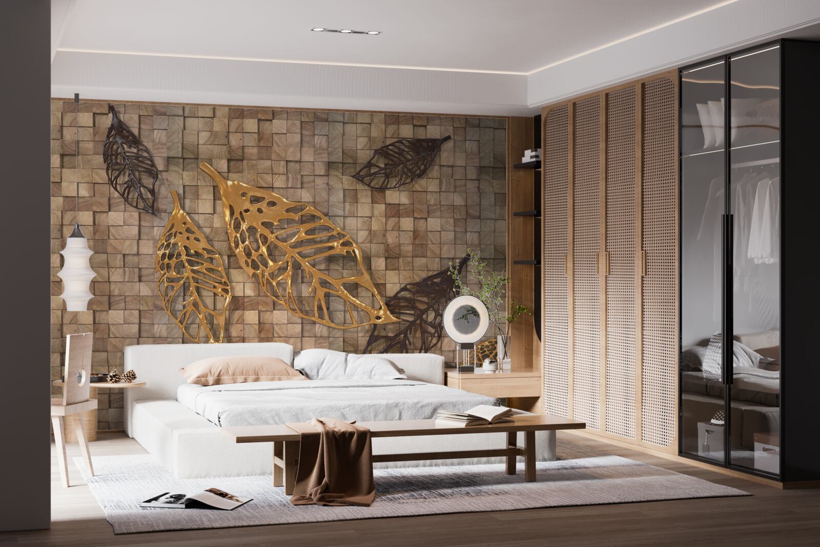 Fototapeta mozaika je orámovaná listami