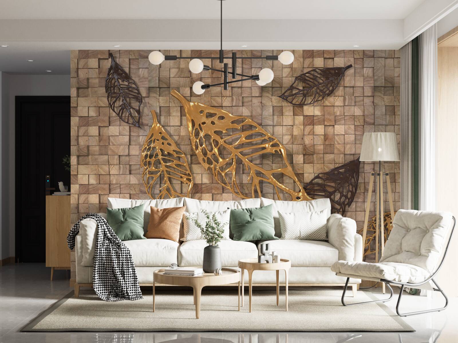 Fototapeta mozaika je orámovaná listami