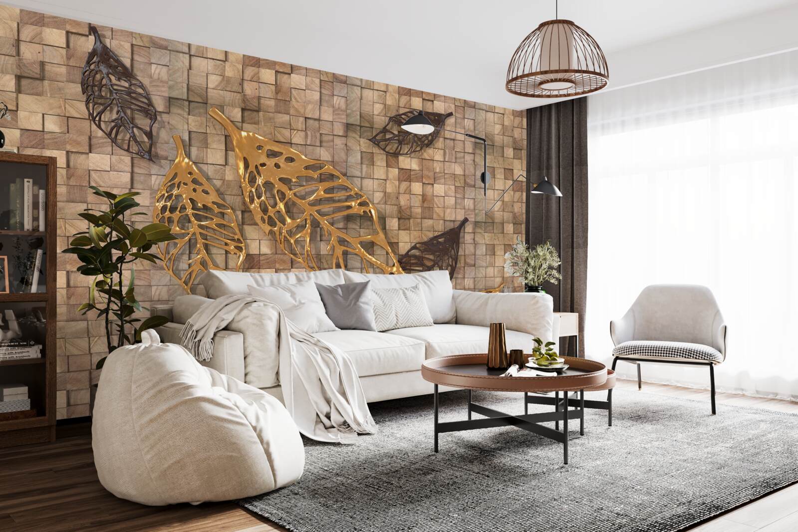 Fototapeta mozaika je orámovaná listami