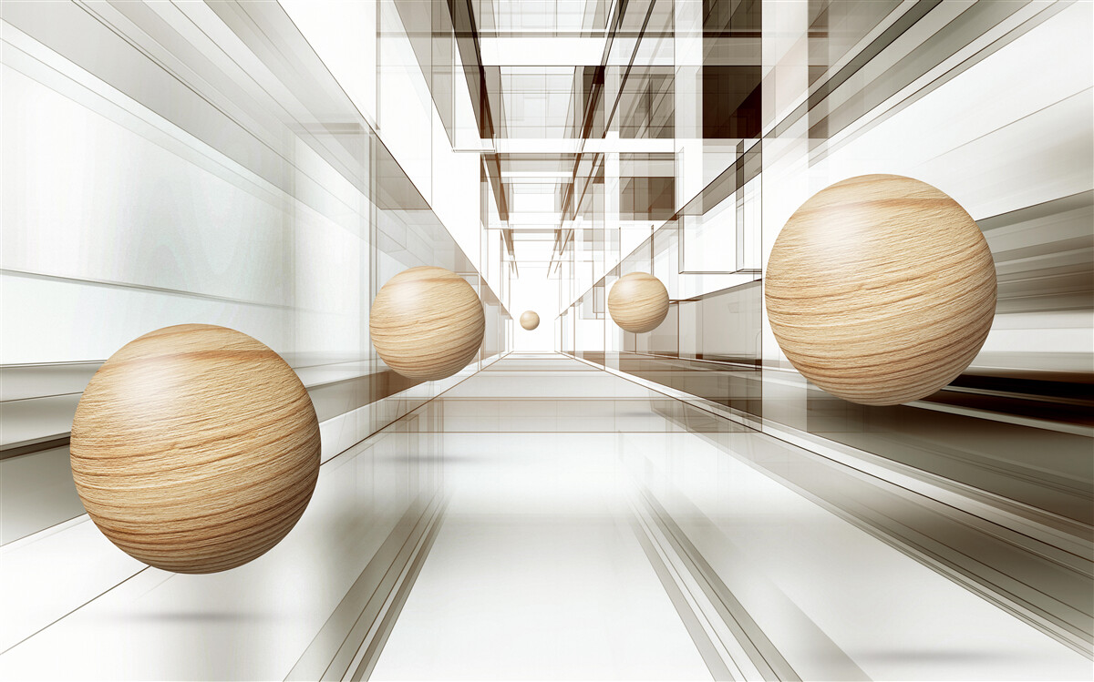 Fototapeta drevené gule v tuneli optiky