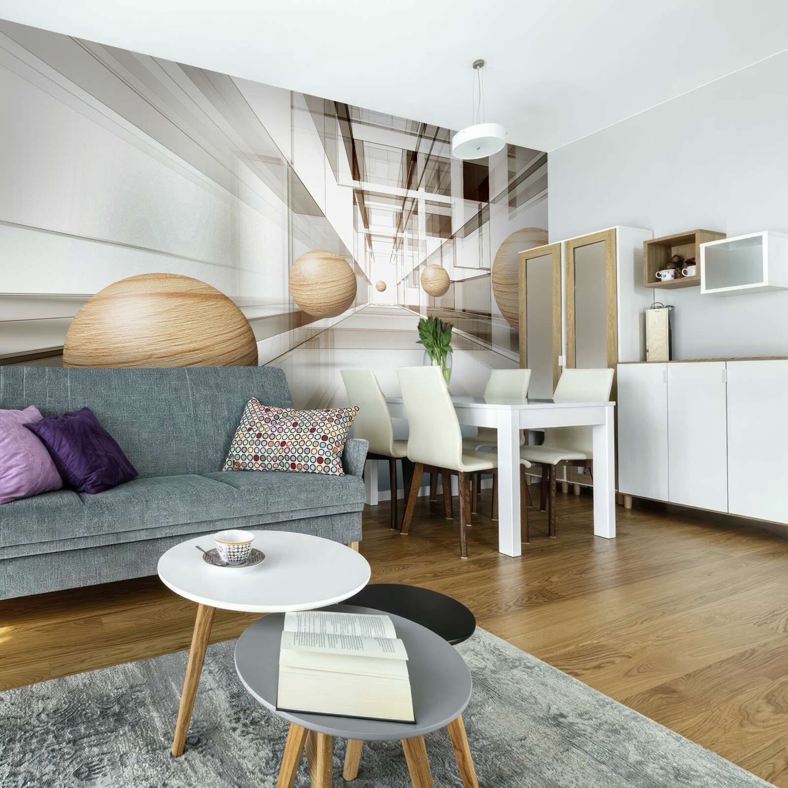 Fototapeta drevené gule v tuneli optiky