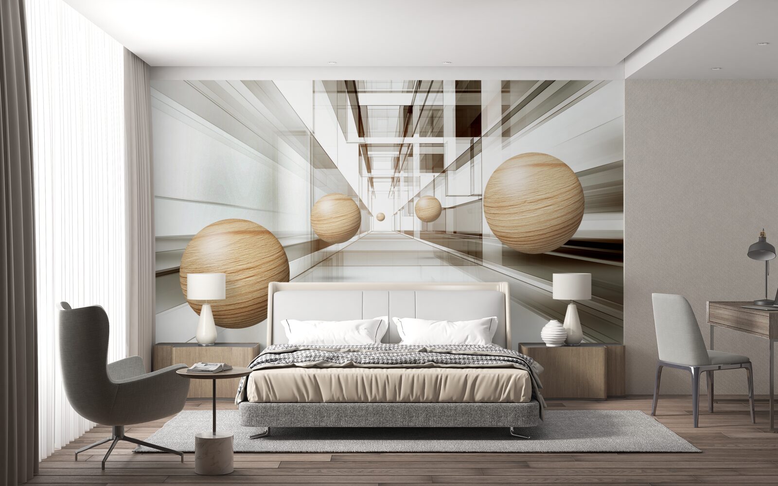 Fototapeta drevené gule v tuneli optiky