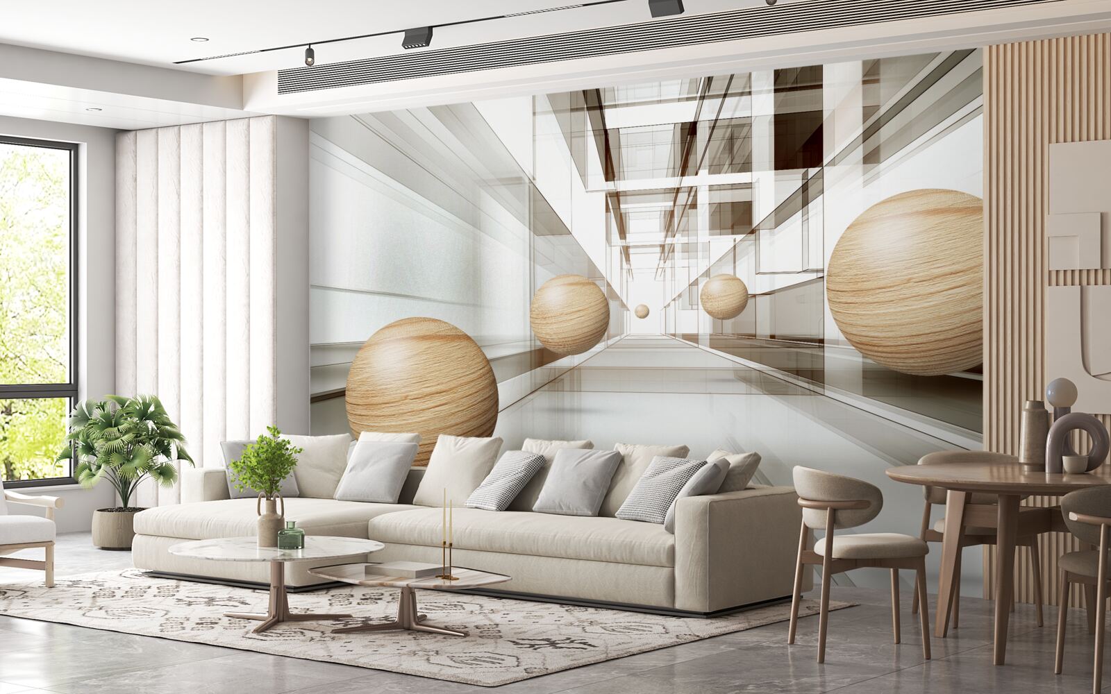 Fototapeta drevené gule v tuneli optiky