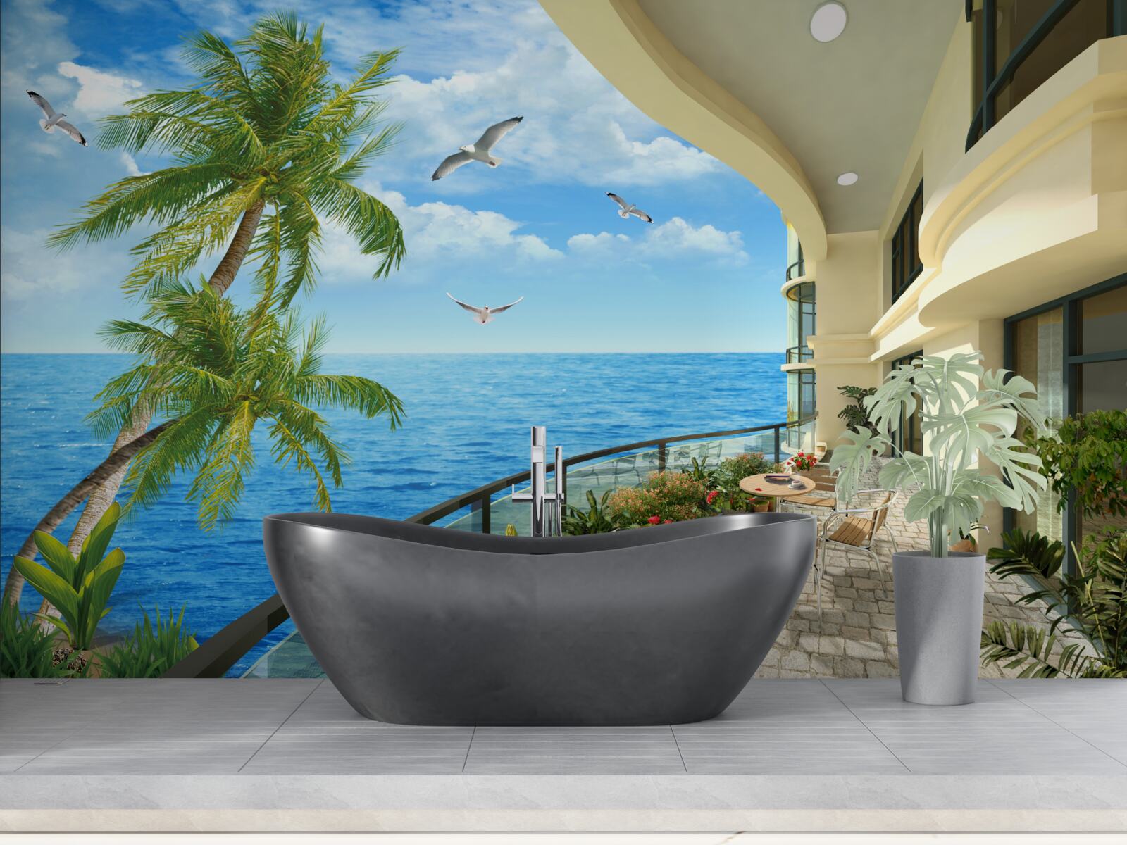 Fototapeta terasa s výhľadom na oceán