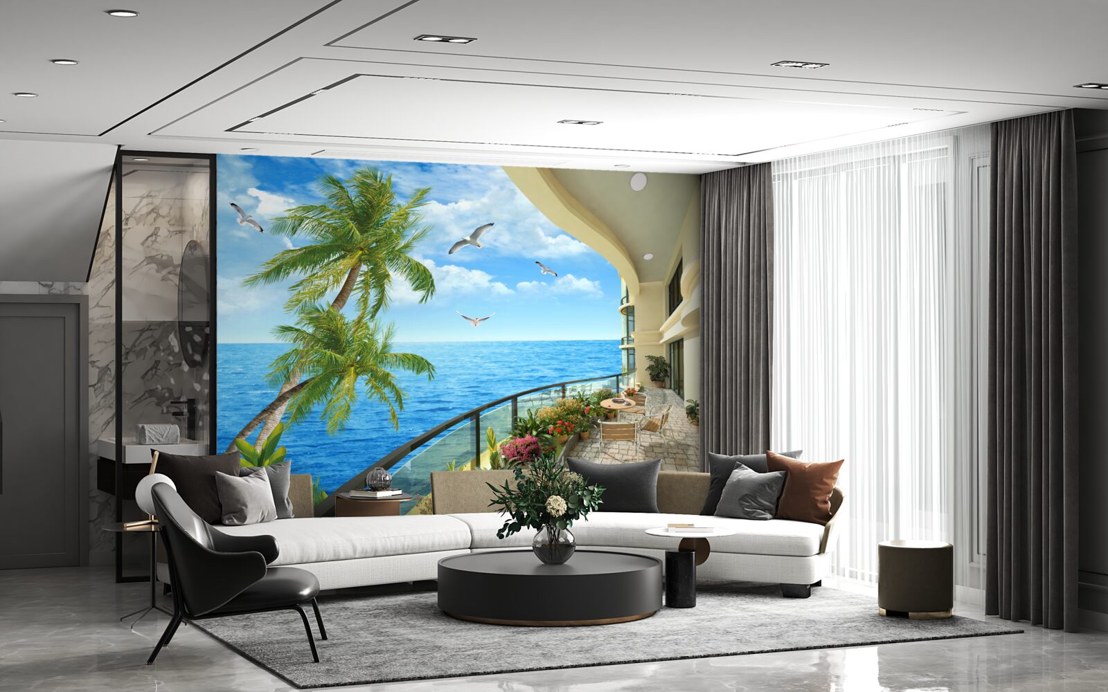 Fototapeta terasa s výhľadom na oceán