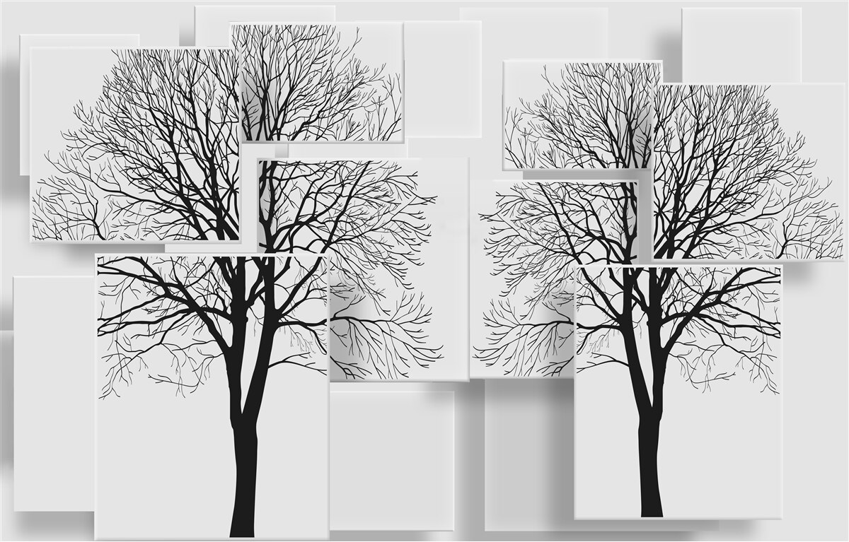 Fototapeta dva padlé stromy na svetlom pozadí