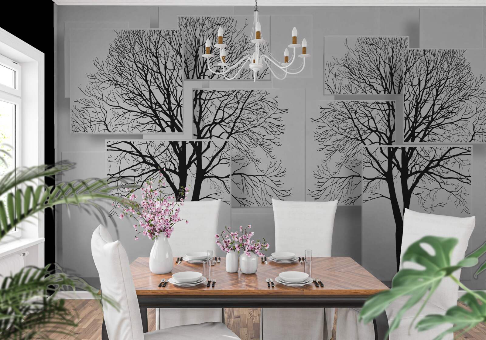 Fototapeta dva padlé stromy na svetlom pozadí