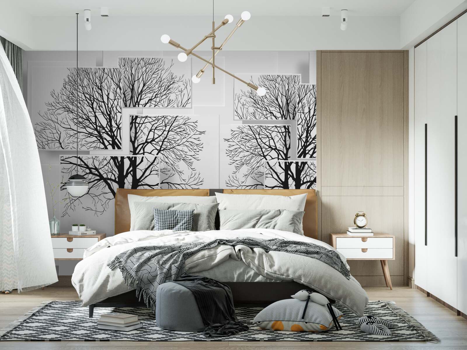 Fototapeta dva padlé stromy na svetlom pozadí