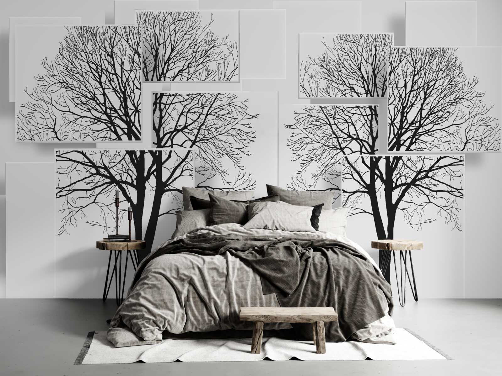 Fototapeta dva padlé stromy na svetlom pozadí