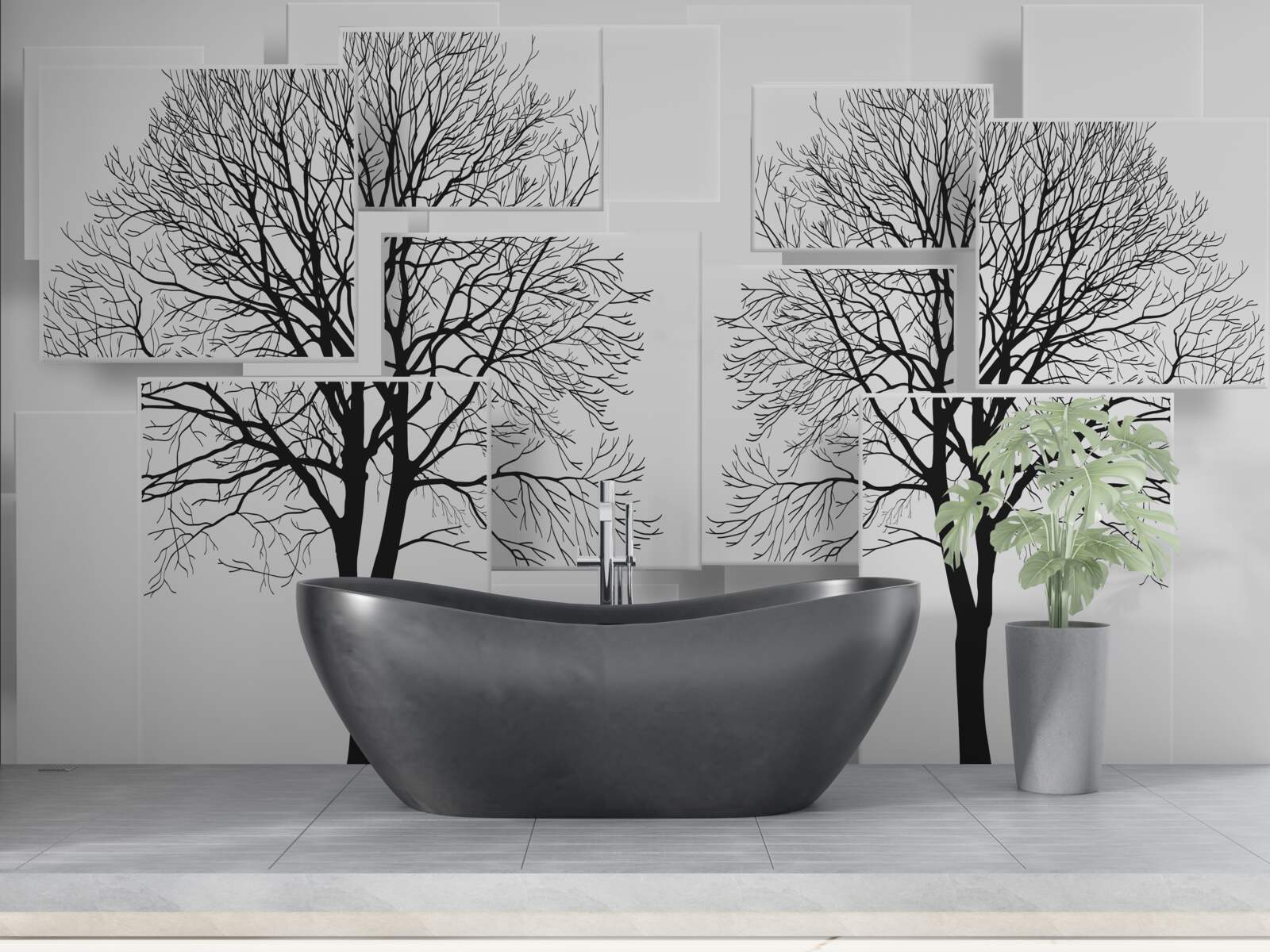 Fototapeta dva padlé stromy na svetlom pozadí