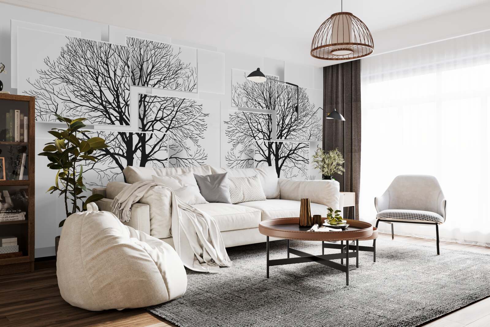 Fototapeta dva padlé stromy na svetlom pozadí