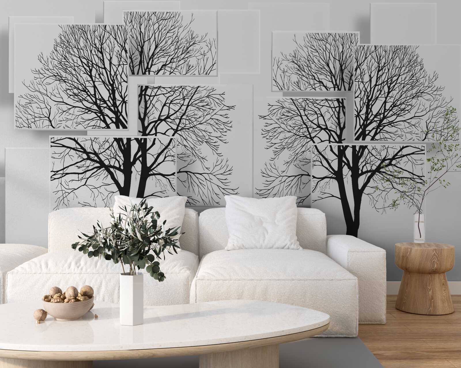 Fototapeta dva padlé stromy na svetlom pozadí