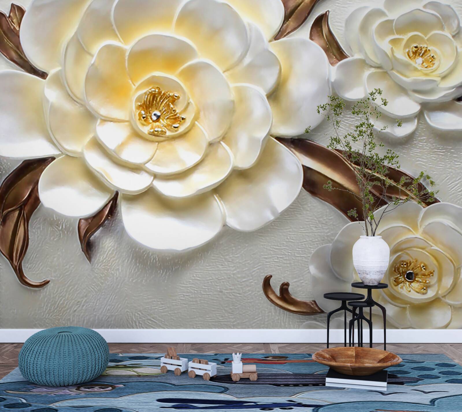 Fototapeta magnólie s bielymi púčikmi