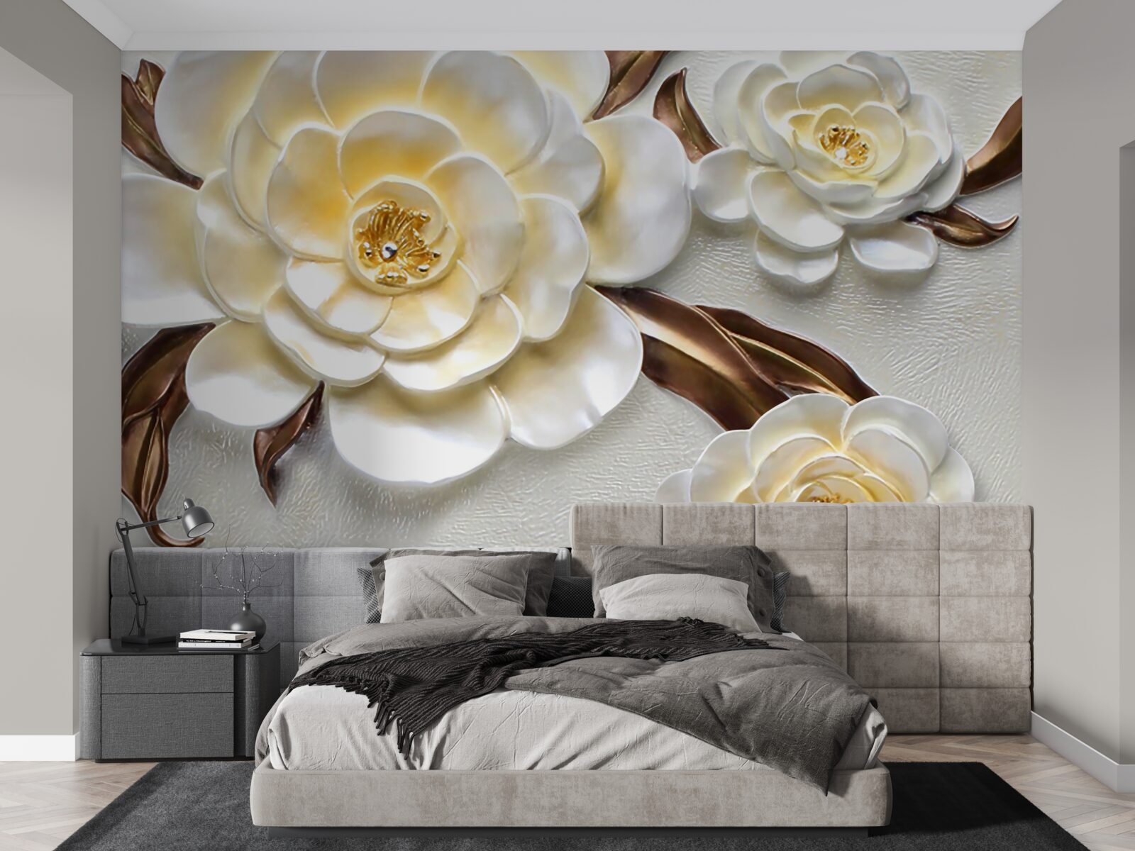 Fototapeta magnólie s bielymi púčikmi