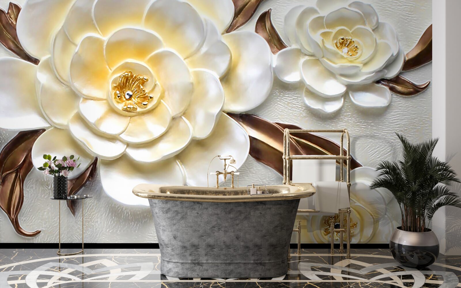 Fototapeta magnólie s bielymi púčikmi