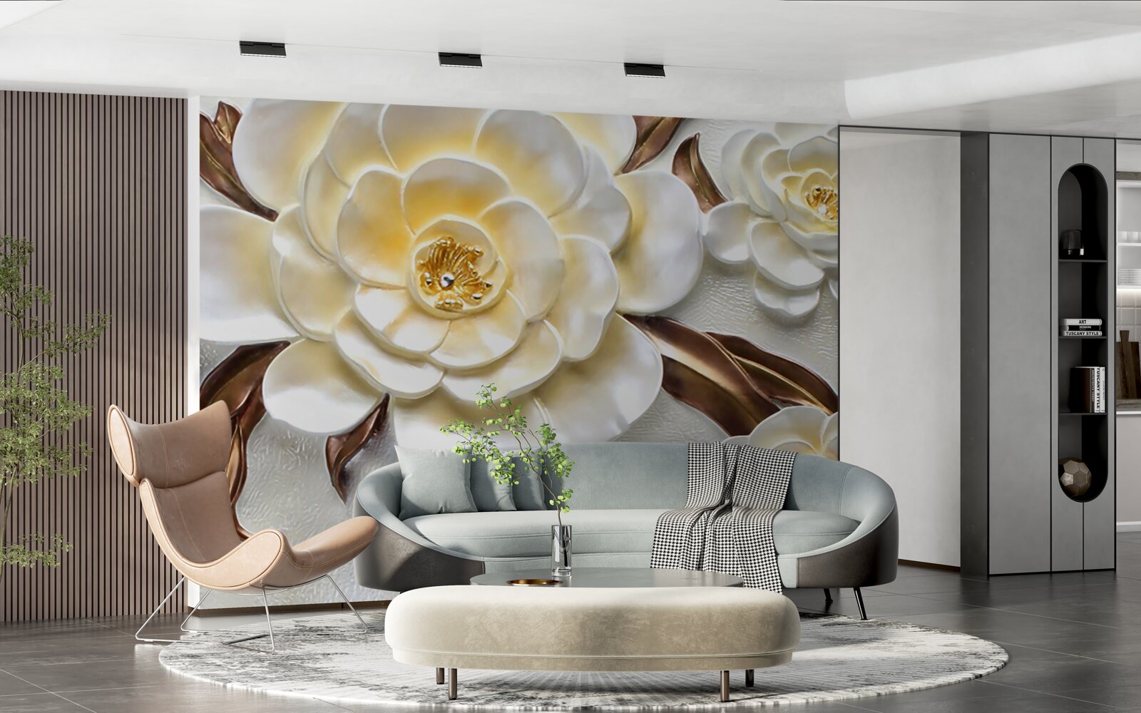 Fototapeta magnólie s bielymi púčikmi