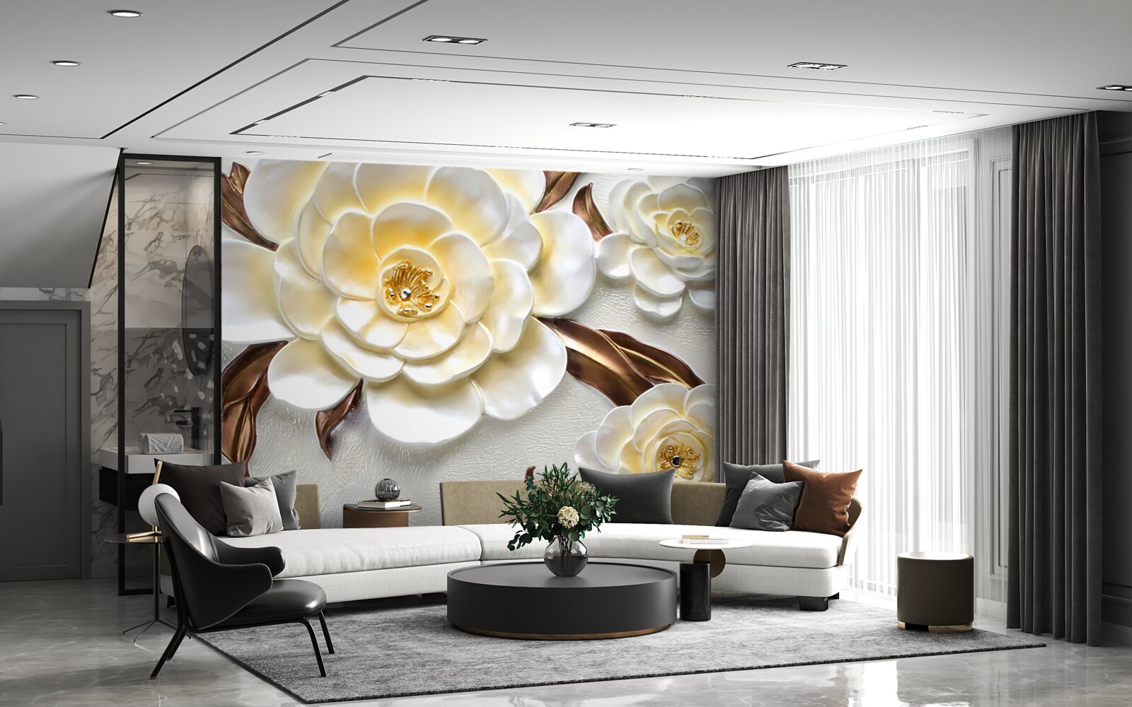 Fototapeta magnólie s bielymi púčikmi