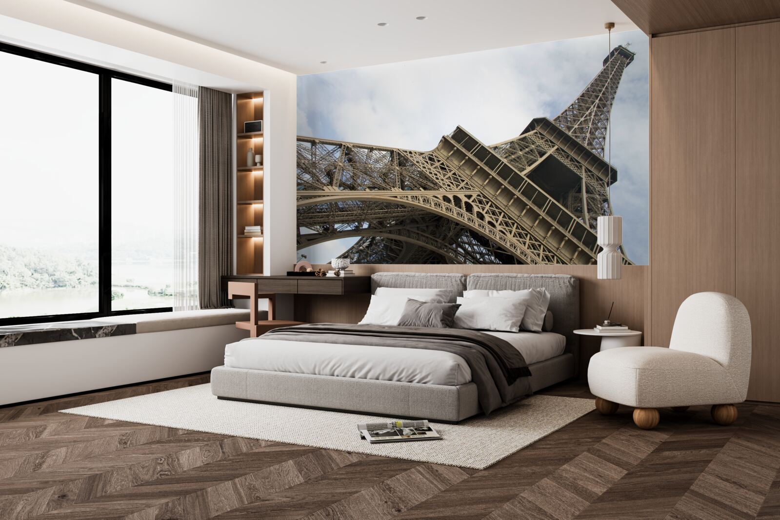 Fototapeta pri pohľade na Eiffelovu vežu