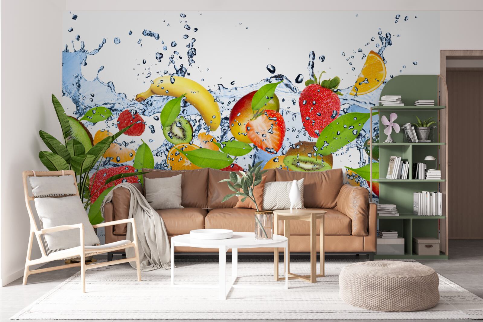 Fototapeta voda strieka okolo ovocia a bobúľ
