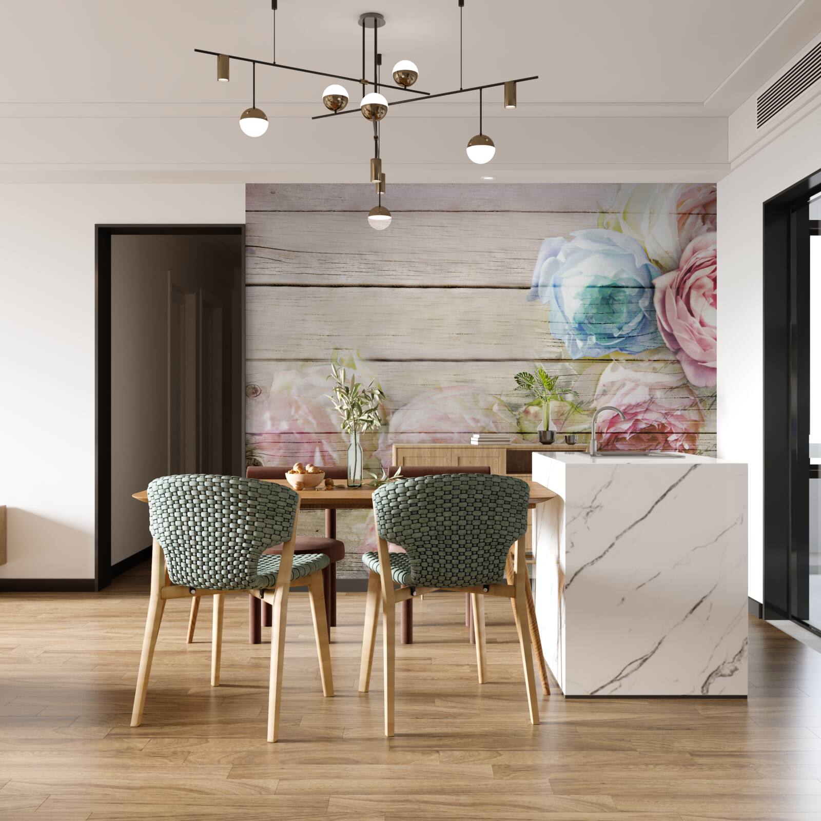 Fototapeta súbor ruží podobných pivonkám