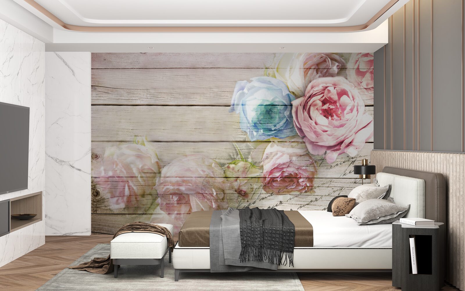 Fototapeta súbor ruží podobných pivonkám