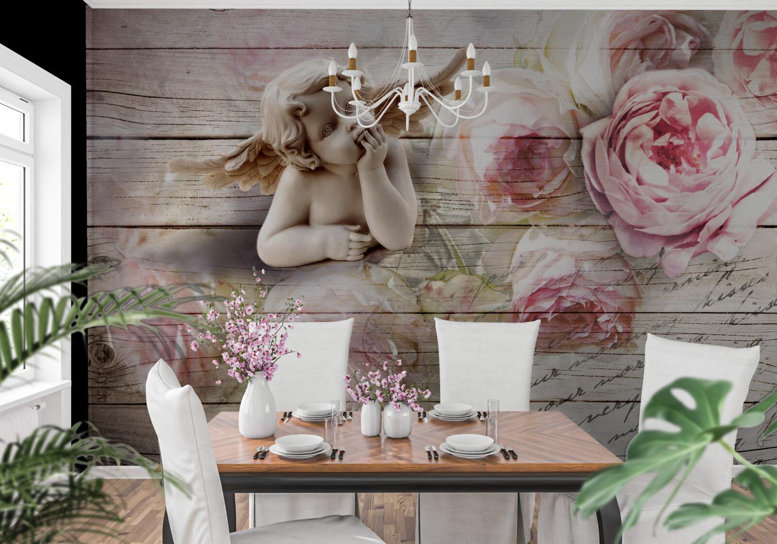 Fototapeta reflexné púčiky anjela a šarlátovej ruže