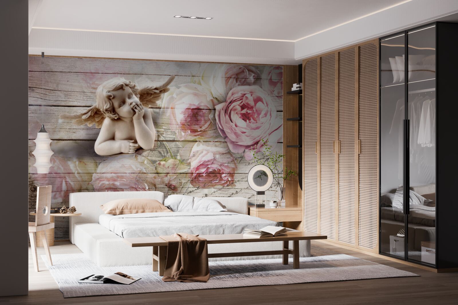 Fototapeta reflexné púčiky anjela a šarlátovej ruže