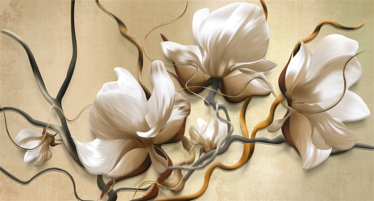 Fototapeta elegantné konáre zdobené bielymi kvetmi