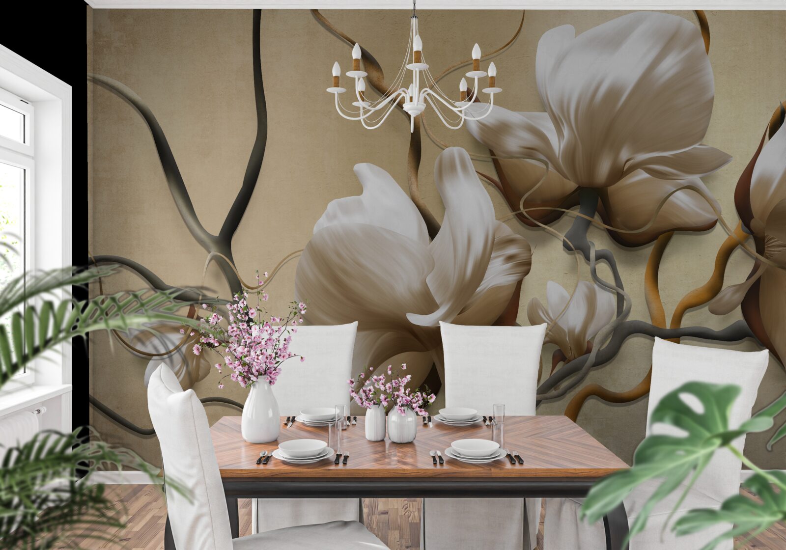 Fototapeta elegantné konáre zdobené bielymi kvetmi