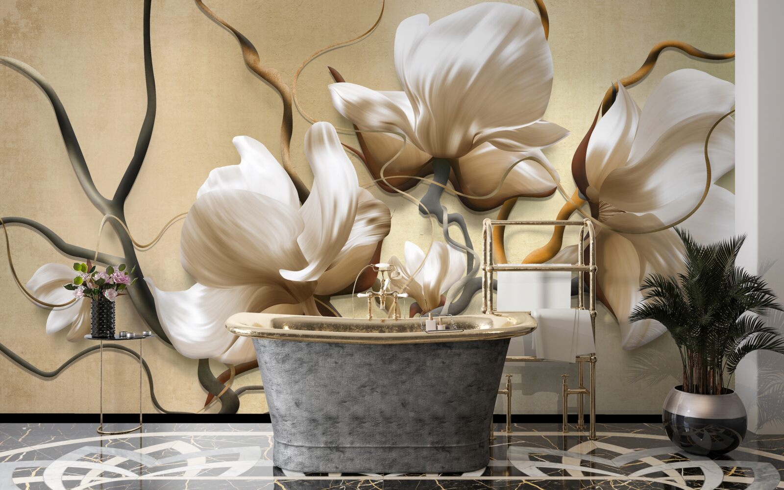 Fototapeta elegantné konáre zdobené bielymi kvetmi