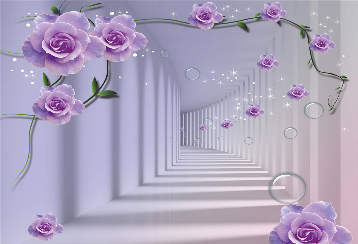 Fototapeta v tuneli kvitnú jemné modré puky kvetov