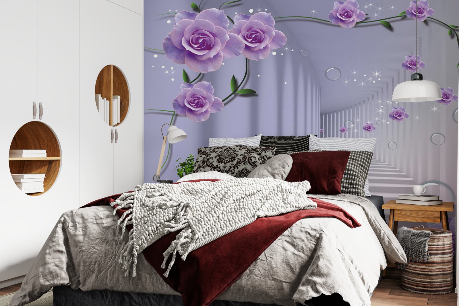 Fototapeta v tuneli kvitnú jemné modré puky kvetov