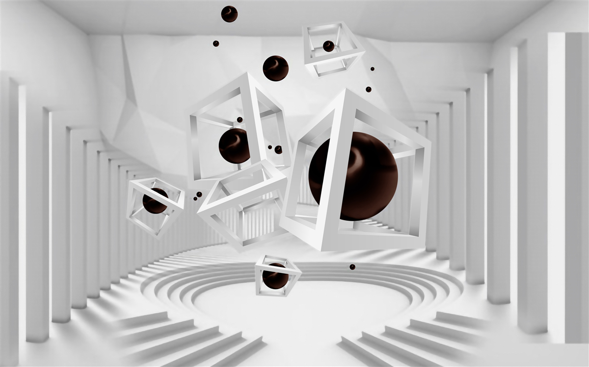 Fototapeta veľké čierne gule obklopené bielymi rámami