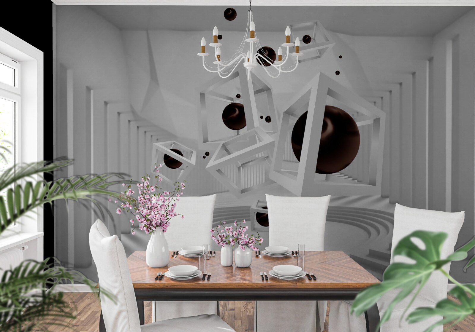 Fototapeta veľké čierne gule obklopené bielymi rámami