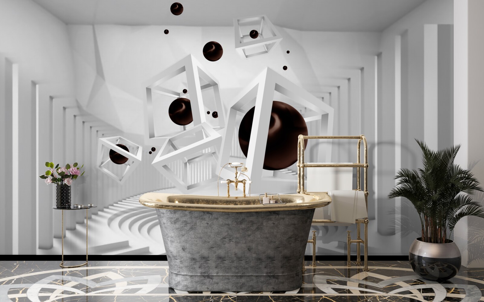 Fototapeta veľké čierne gule obklopené bielymi rámami