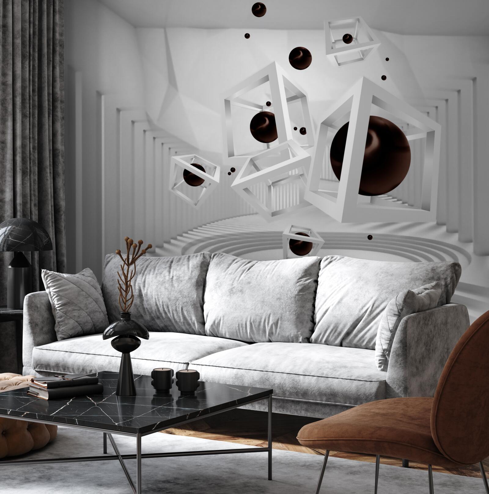 Fototapeta veľké čierne gule obklopené bielymi rámami