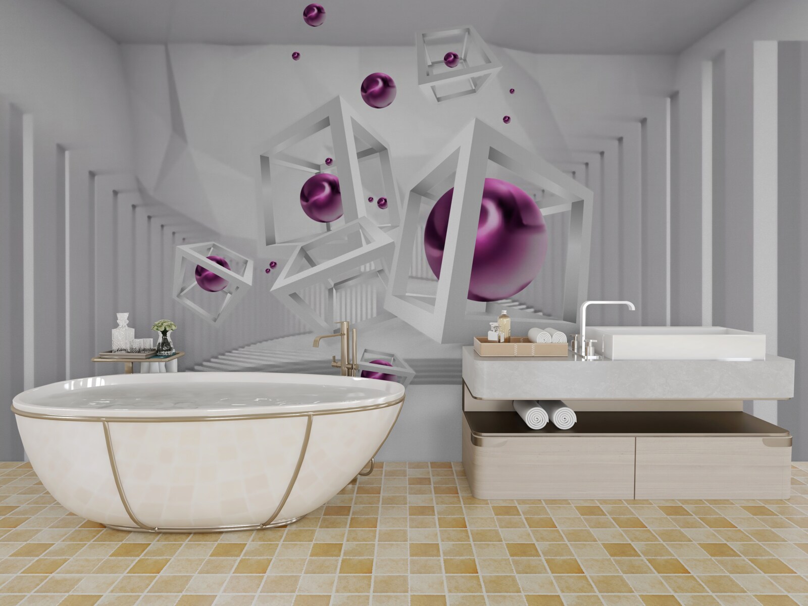 Fototapeta geometrické tvary a schody v koncepte abstrakcie