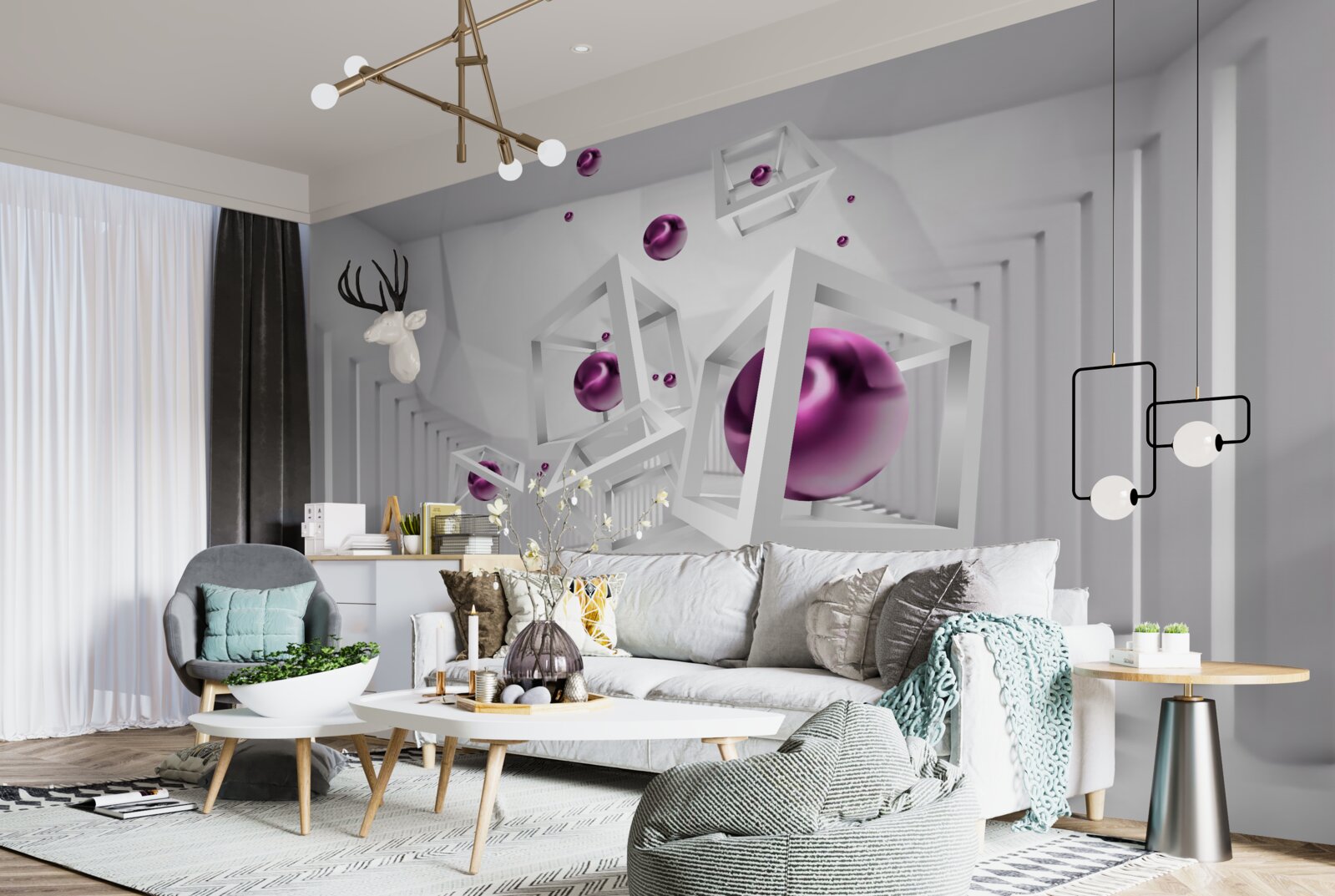 Fototapeta geometrické tvary a schody v koncepte abstrakcie