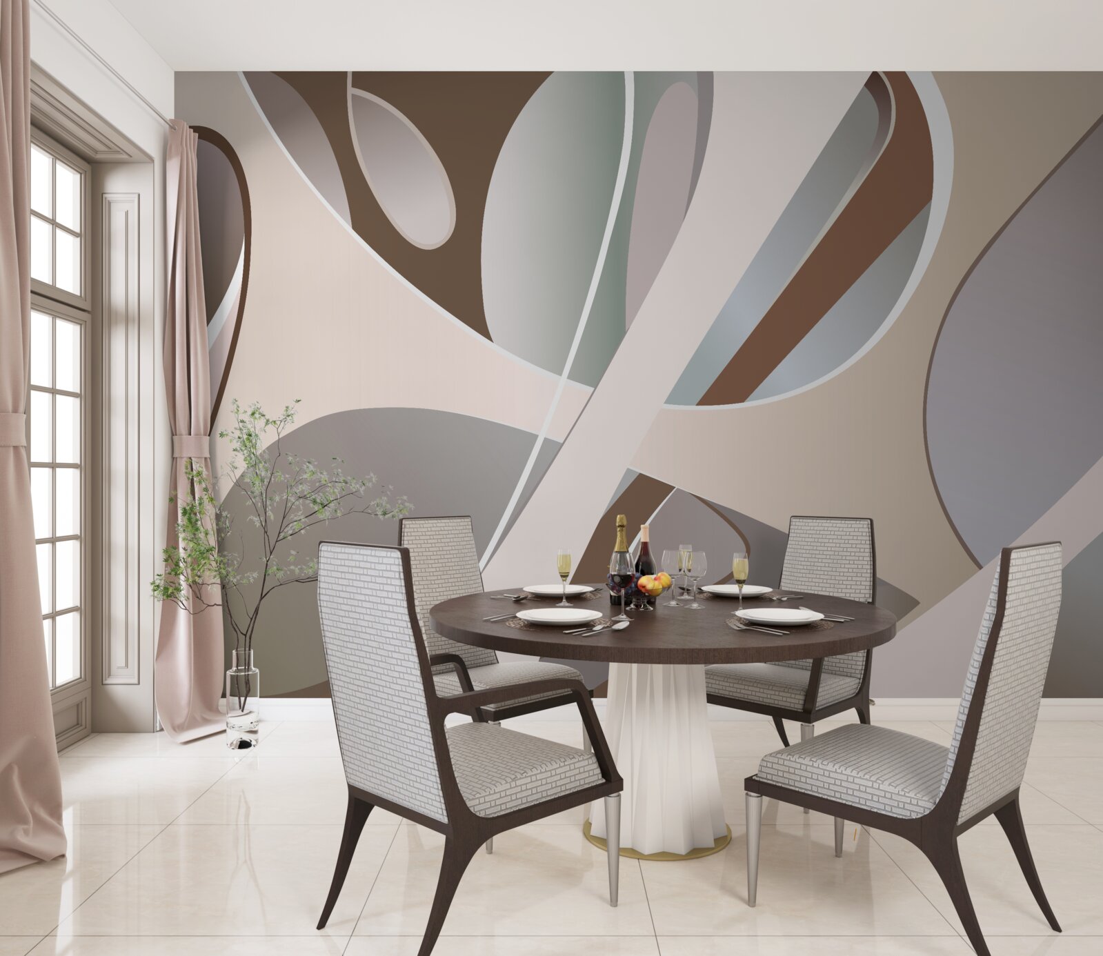 Fototapeta abstraktné krivky v béžovej farbe