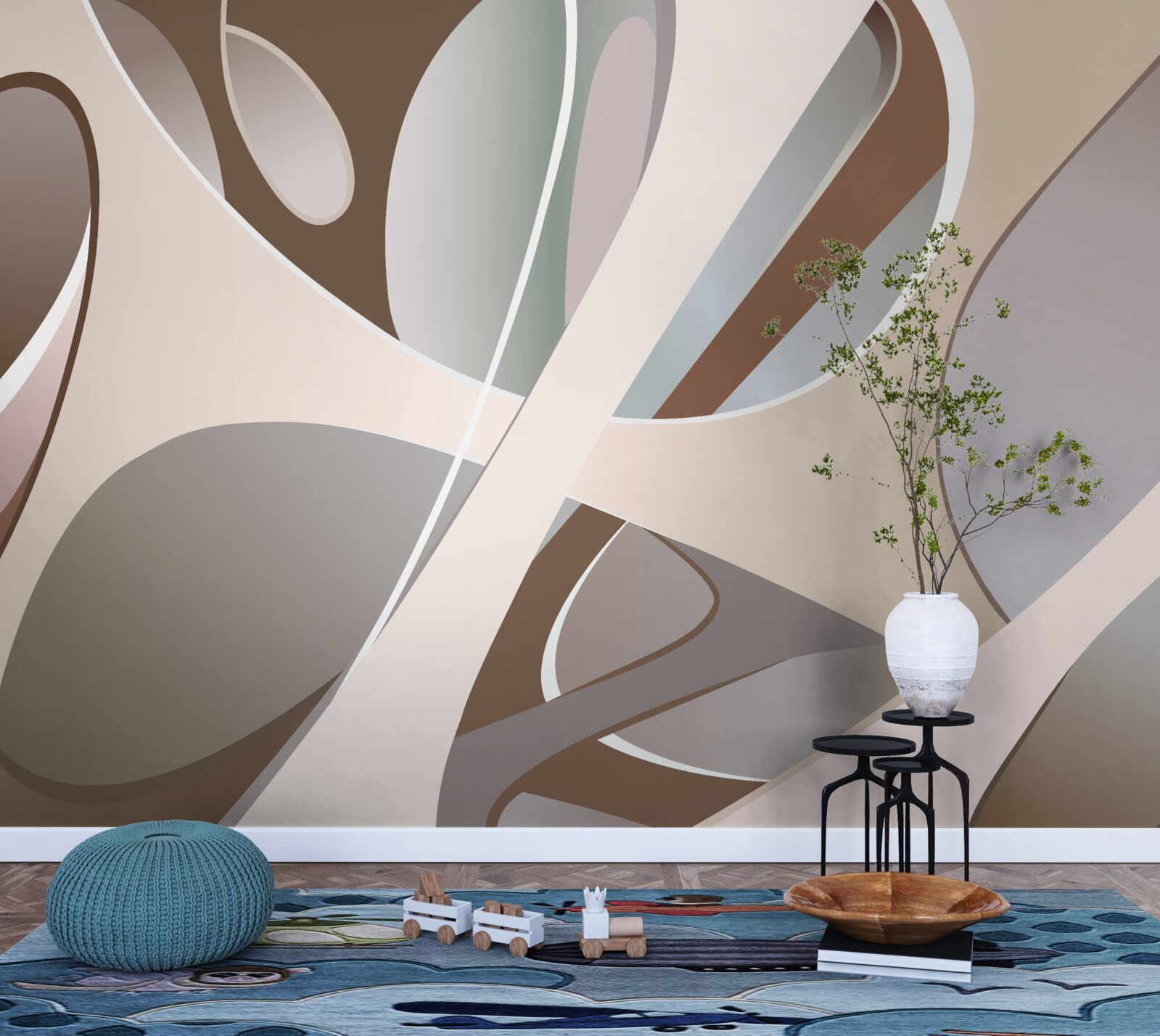 Fototapeta abstraktné krivky v béžovej farbe