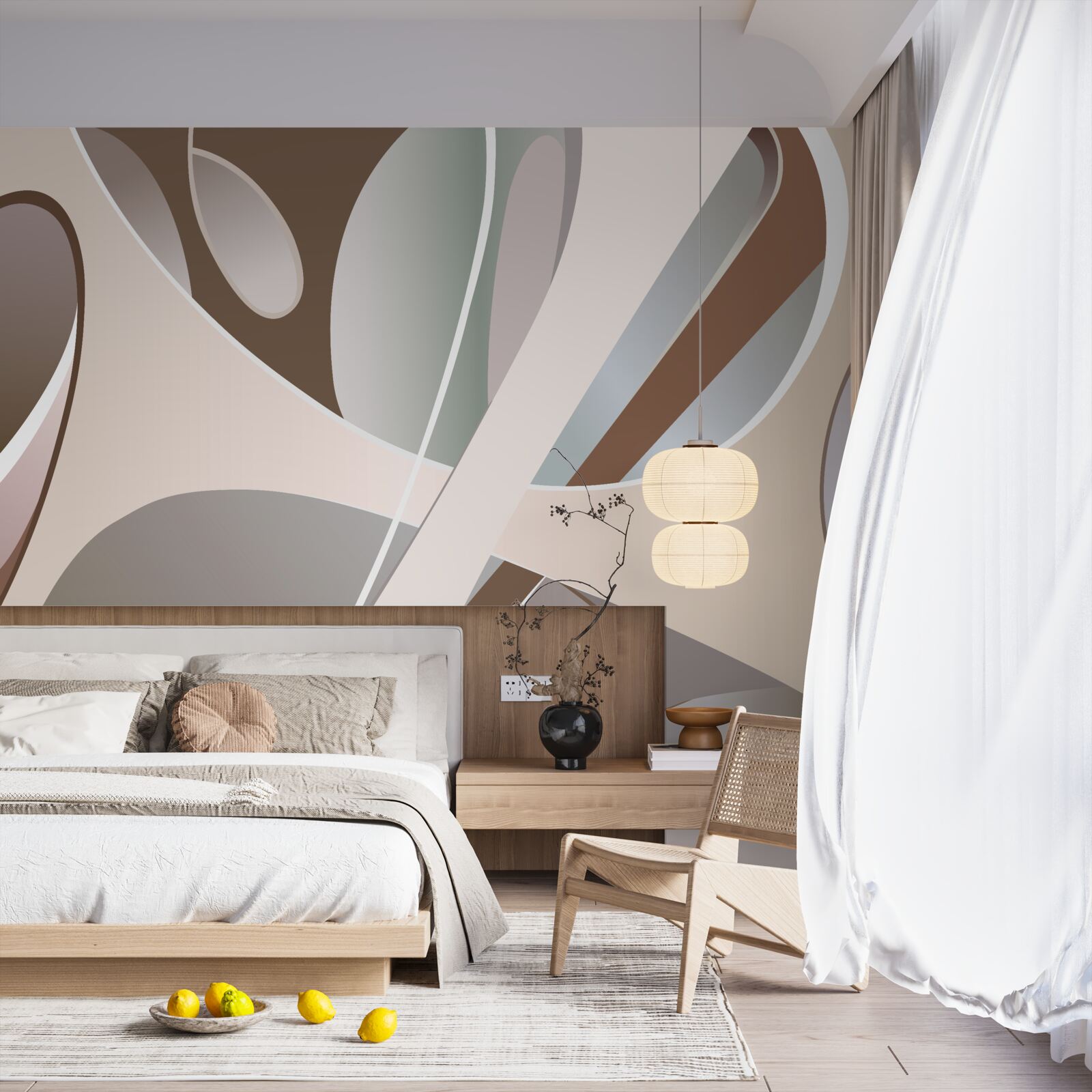 Fototapeta abstraktné krivky v béžovej farbe