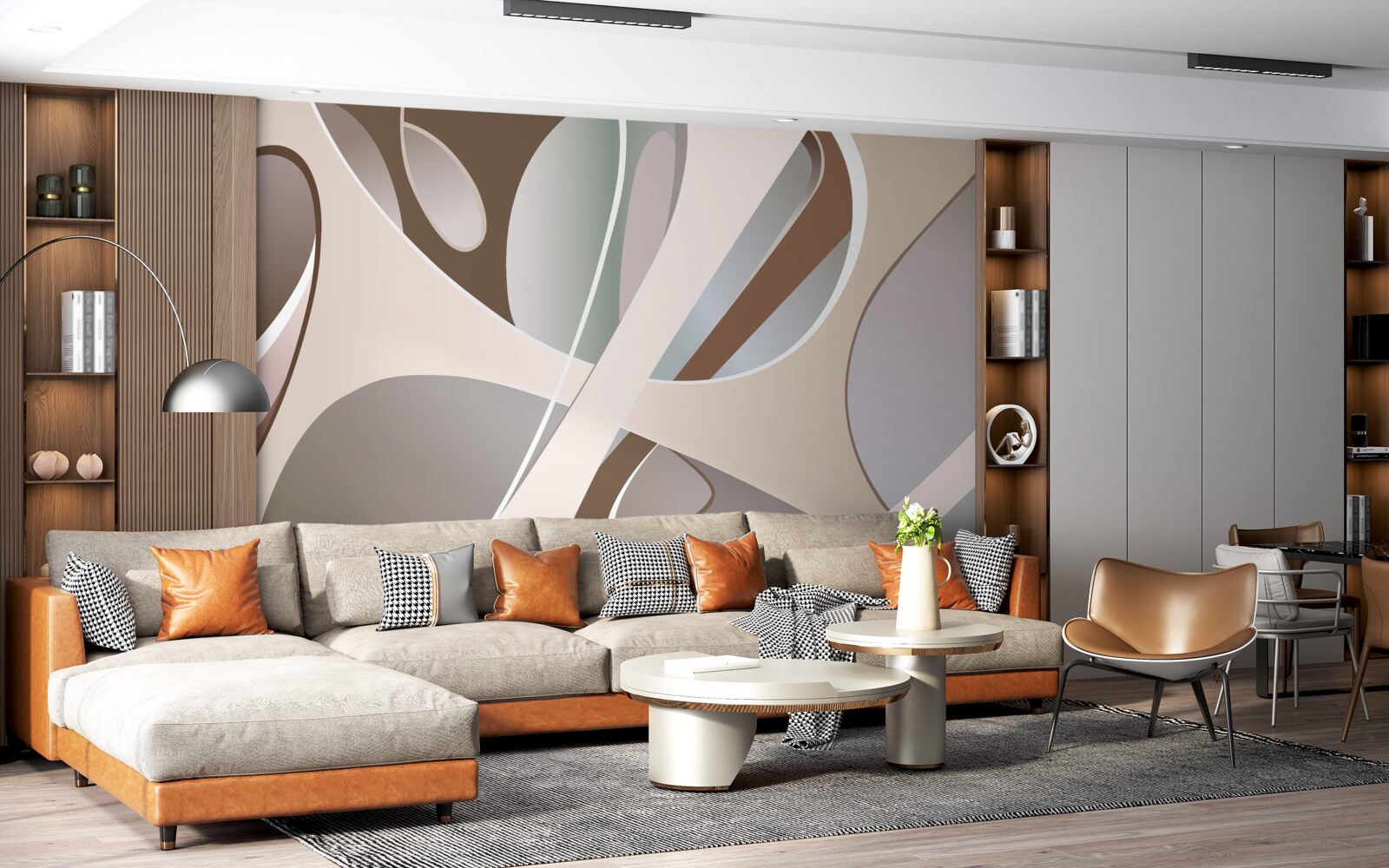 Fototapeta abstraktné krivky v béžovej farbe