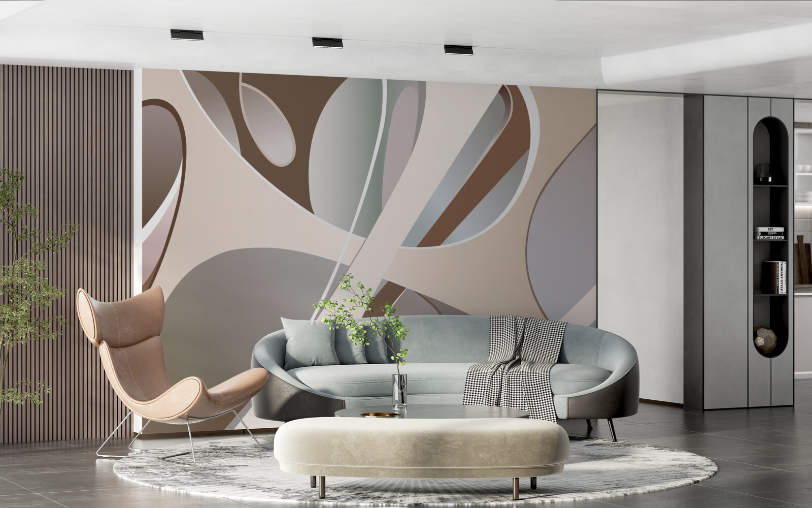 Fototapeta abstraktné krivky v béžovej farbe