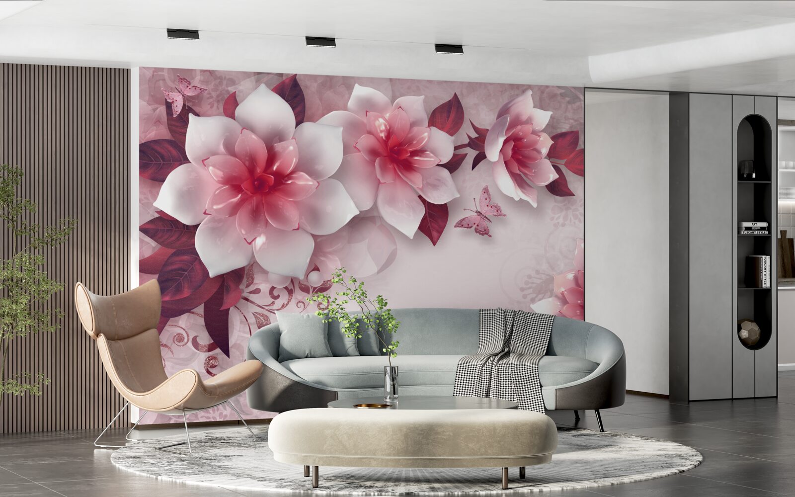 Fototapeta lotosy majú snehobielu farbu s krásnym červeným stredom