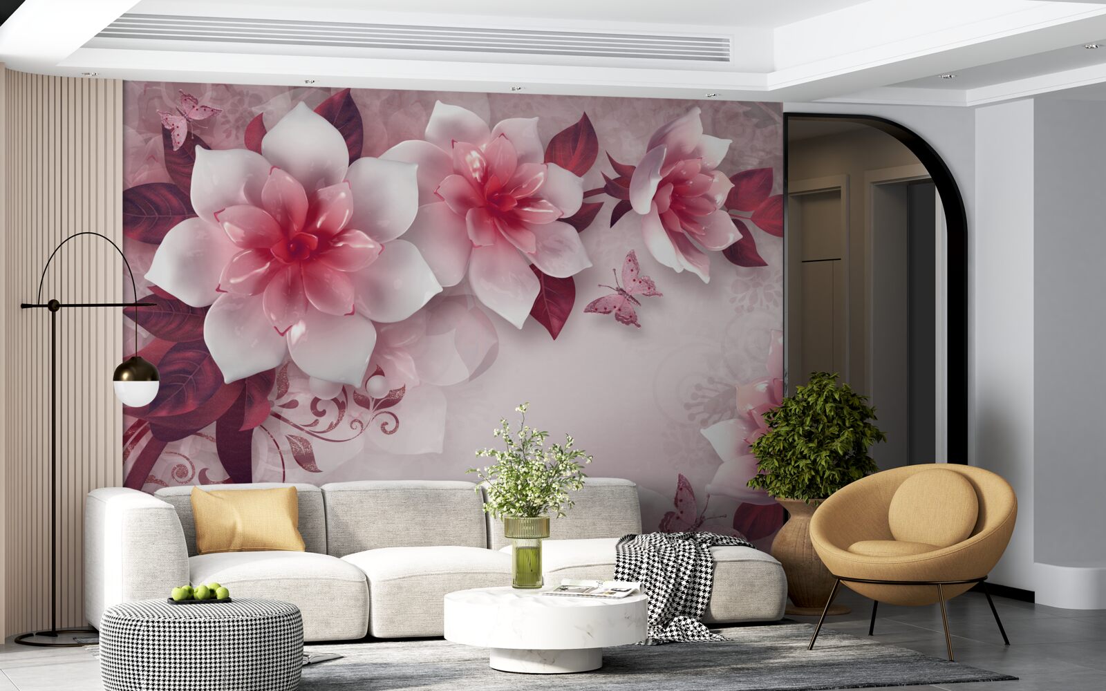 Fototapeta lotosy majú snehobielu farbu s krásnym červeným stredom