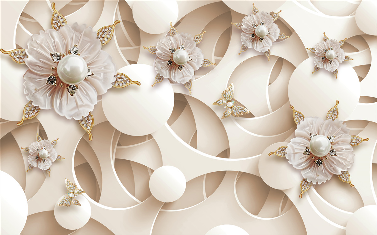 Fototapeta perleťovo biele púčiky s bielymi perlami